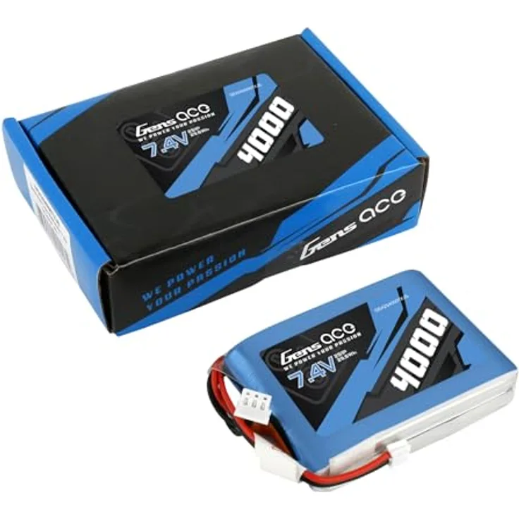 Gens ace 2S LIPO Akku 4000mAh 7.4V 2S1P Akku mit EHR Stecker für Spektrum DX9, DX8, DX7S, DX7 und Futaba - Hochwertige Abmessungen und langlebige Materialien