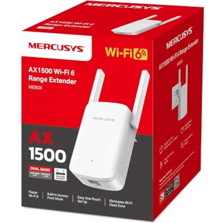 Mercusys ME60X AX1500 Wi-Fi 6 Range Extender, Dualband-Repeater mit bis zu 1500 Mbit/s, weiß – Bild 5