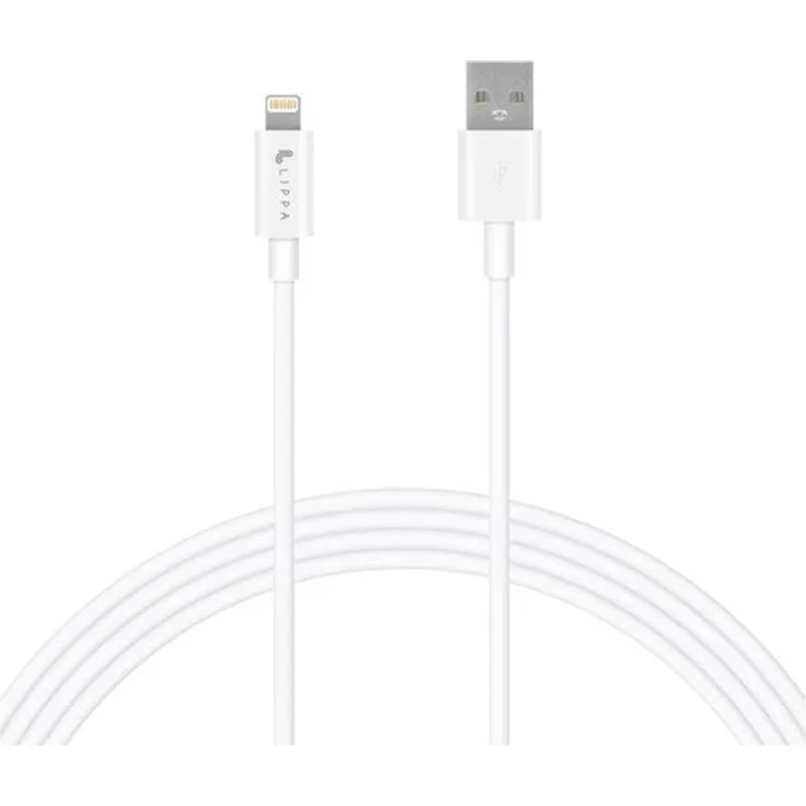 Lippa USB-A to Lightning Kabel 1 m für Apple iPhone, 12 W Leistung, weiß