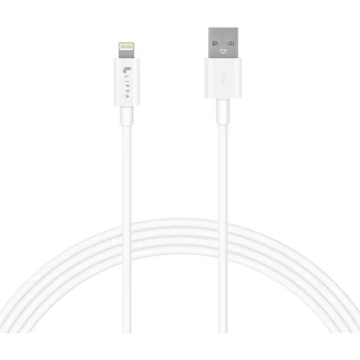 Lippa USB-A to Lightning Kabel 1 m für Apple iPhone, 12 W Leistung, weiß