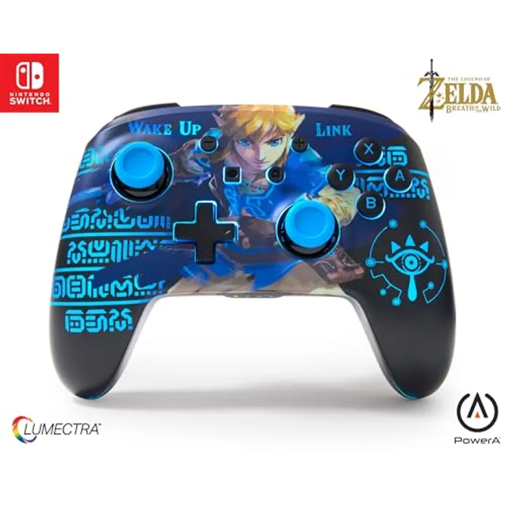PowerA Verbesserter Kabelloser Controller für Nintendo Switch - Wake Up Link, Nintendo Switch Lite, Bluetooth-Controller, Aufladbar, Offiziell Lizenziert