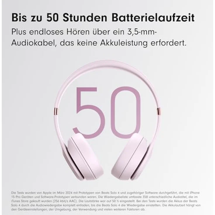 Beats Solo 4 - Kabelloser Bluetooth On-Ear Kopfhörer, Apple & Android kompatibel, Bis zu 50 Stunden Akkulaufzeit - Wolkenrosa – Bild 3