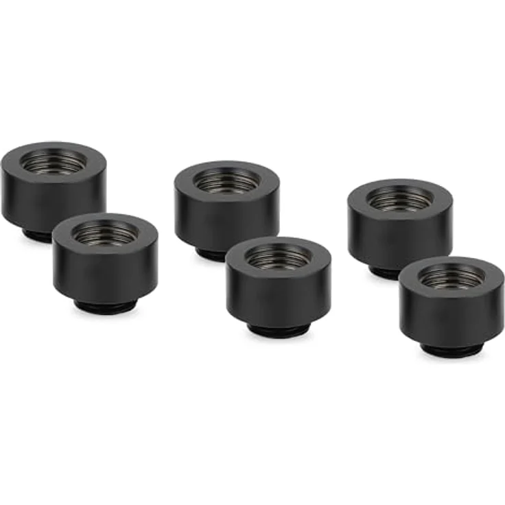Thermal Grizzly DeltaMate Extender MF10-6er Pack, Verlängerungsfitting 10mm, schwarz, CNC-gefrästes Messing mit G1/4 Zoll Gewinde für modulare Wasserkühlungen – Bild 1