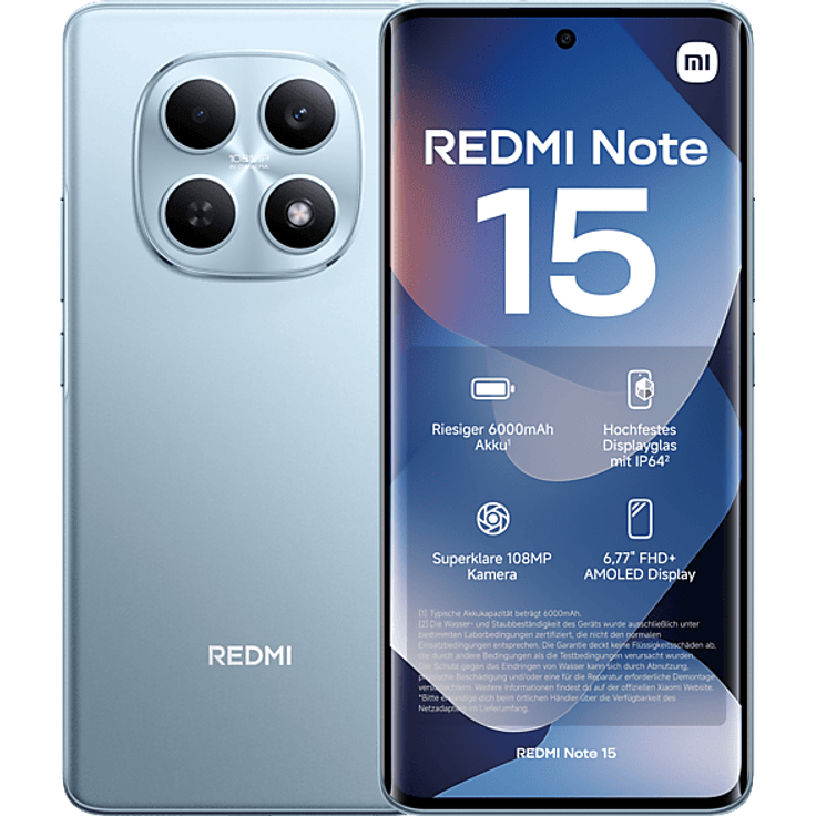 XIAOMI REDMI Note 15, Smartphone mit 128 GB Speicher, Dual SIM, Glacier Blue