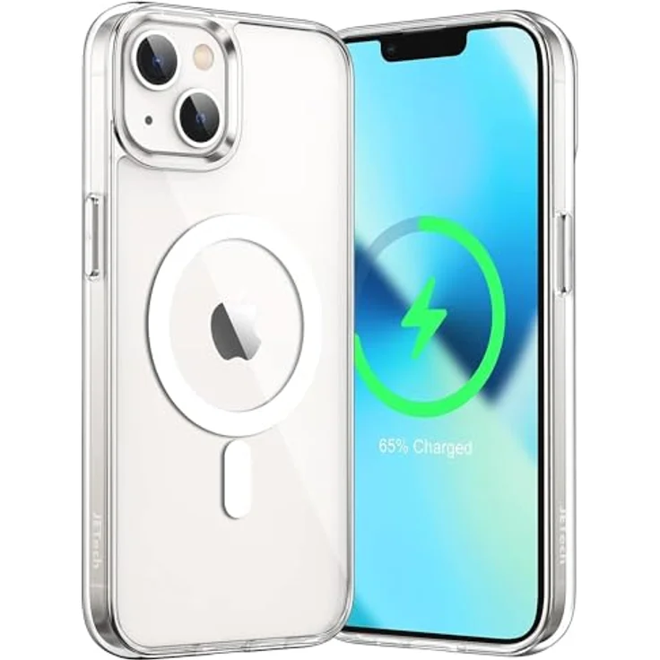 JETech Magnetische Hülle für iPhone 13, Durchsichtig, kompatibel mit MagSafe, kratzfest, mit erhöhtem Kamera- und Bildschirmschutz – Bild 4