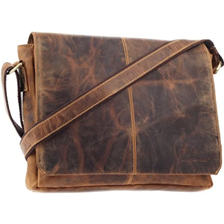 Greenburry Vintage Messenger Umhängetasche, 100% Leder, 33 cm, braun – Bild 1