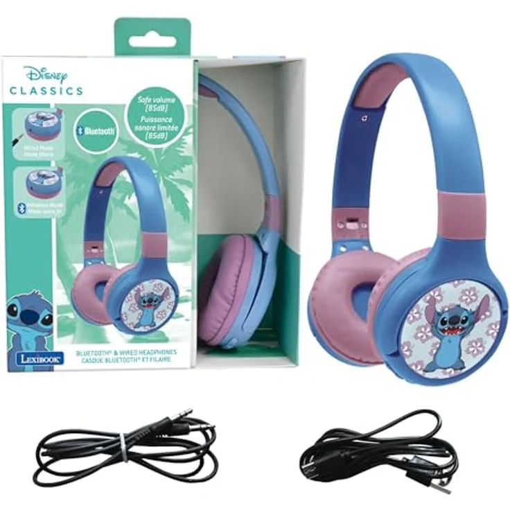 Lexibook Stitch, Bluetooth-Kopfhörer HPBT010DLXB mit 12 Stunden Akkulaufzeit, faltbar und abnehmbares Kabel – Bild 1