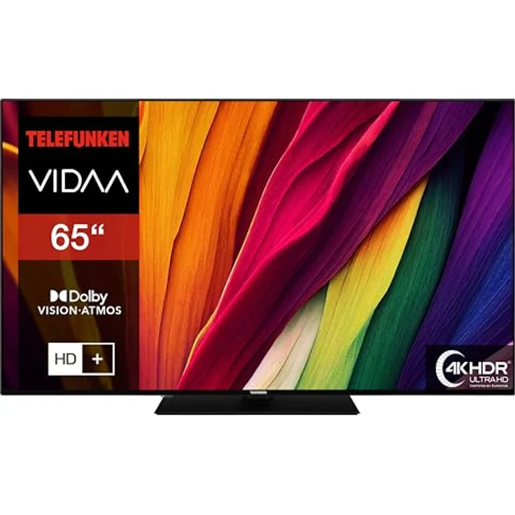 Telefunken VIDAA XU65VP750M, 65 Zoll 4K Smart TV mit HDR, Dolby Vision, Triple-Tuner und 6 Monate HD+ inkl., LED TV schwarz – Bild 2