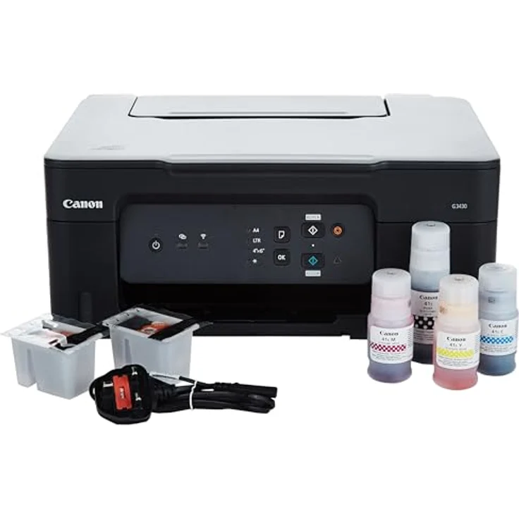 Canon PIXMA G3430 Tintenstrahl A4 (5989C009), nachfüllbare Tanks, einzelnes Tintenflaschen-Set, bis zu 4.600 Drucke, Schwarz – Bild 1