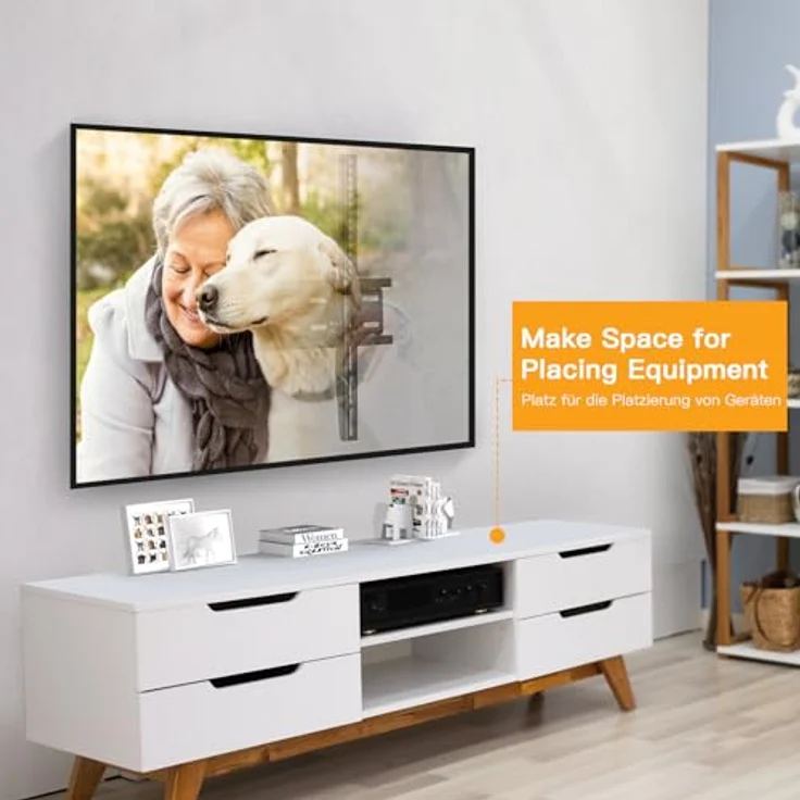 Perlegear TV Wandhalterung Neigbar - Fernseh Halterung 4K LED LCD OLED Flachbildfernseher, TV Wandhalter Schwarz 58-140cm 23-55 Zoll TV - VESA 75x75-400x400mm, 1.8m HDMI Kabel Wasserwaage – Bild 6