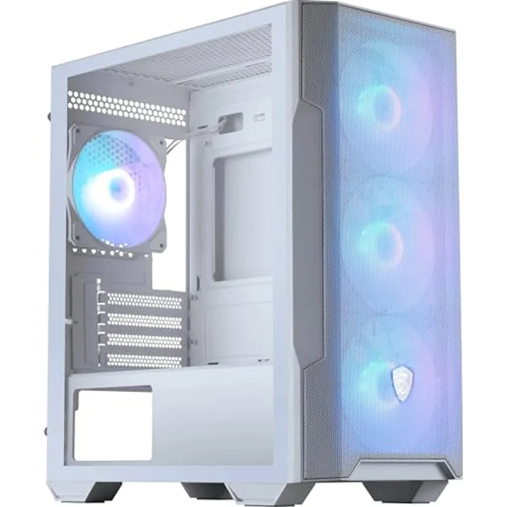 MSI MAG FORGE M100R, Micro ATX PC-Gehäuse in Weiß mit gehärtetem Glas und RGB-Beleuchtung – Bild 1