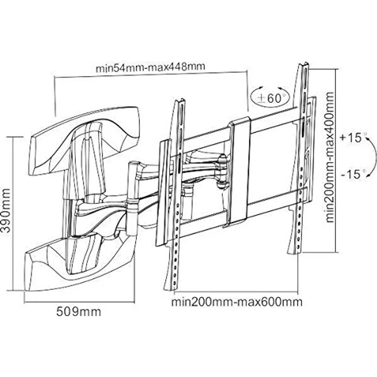 Xantron Wandhalterung Weiss für TV Monitore 37-70" vollbeweglich, ausziehbar, schwenkbar, neigbar, drehbar, ultraflach – Bild 2