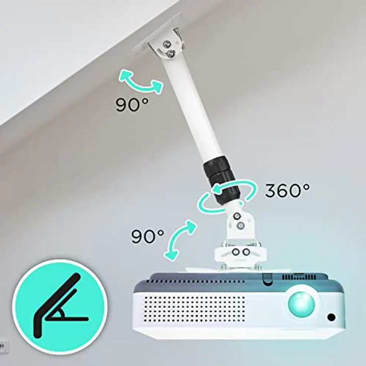 Duronic PB06XL Beamer Halterung | Projektor Deckenhalterung | Universal Wandhalterung | Halterung für Video-Projektor | drehbar und schwenkbar | Heimkino | Traglast bis zu 13,6 kg | 360° Rotation – Bild 5