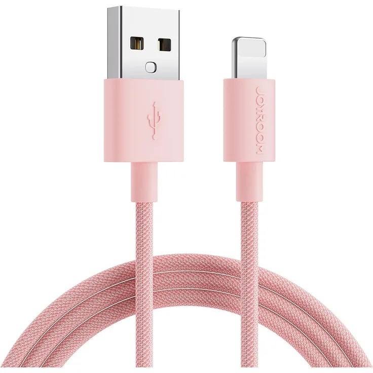 Joyroom USB-A/Lightning Ladekabel S-2030M13, 2m, 2.4A, rosa mit schneller Datenübertragung und verstärktem Stecker