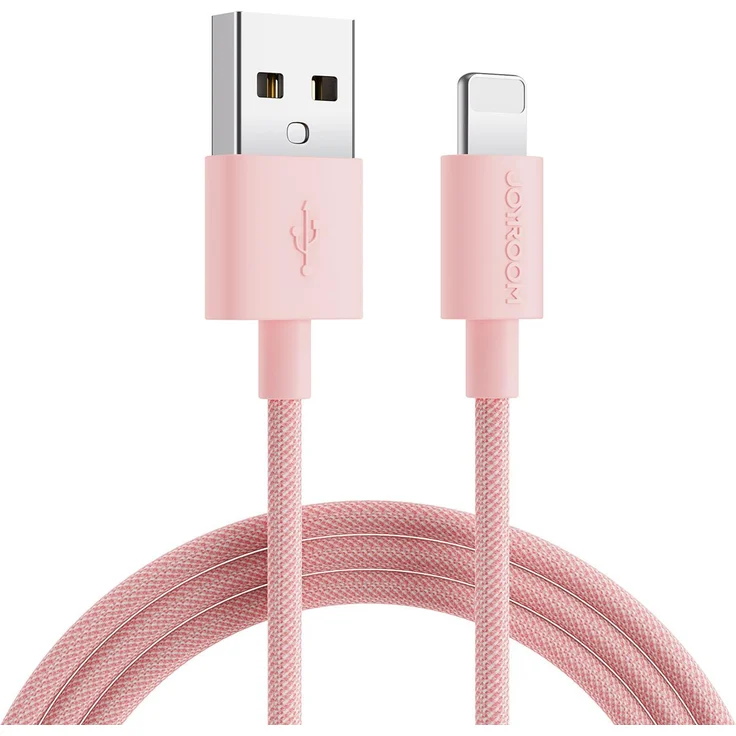 Joyroom USB-A/Lightning Ladekabel S-2030M13, 2m, 2.4A, rosa mit schneller Datenübertragung und verstärktem Stecker