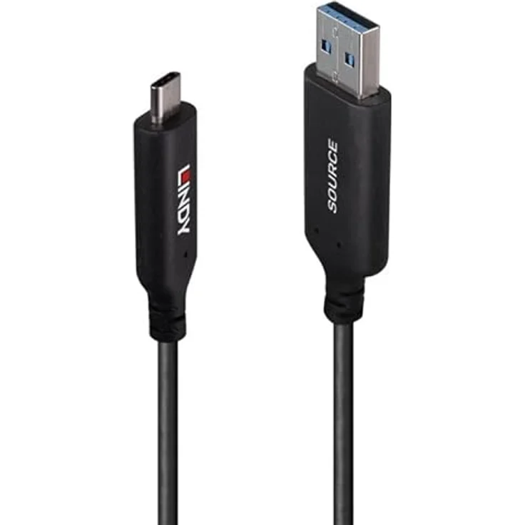 LINDY 25m USB 3.2 Gen 1 Typ A an C Hybridkabel, 5 Gbit/s Datenübertragungsrate, schwarz – Bild 2