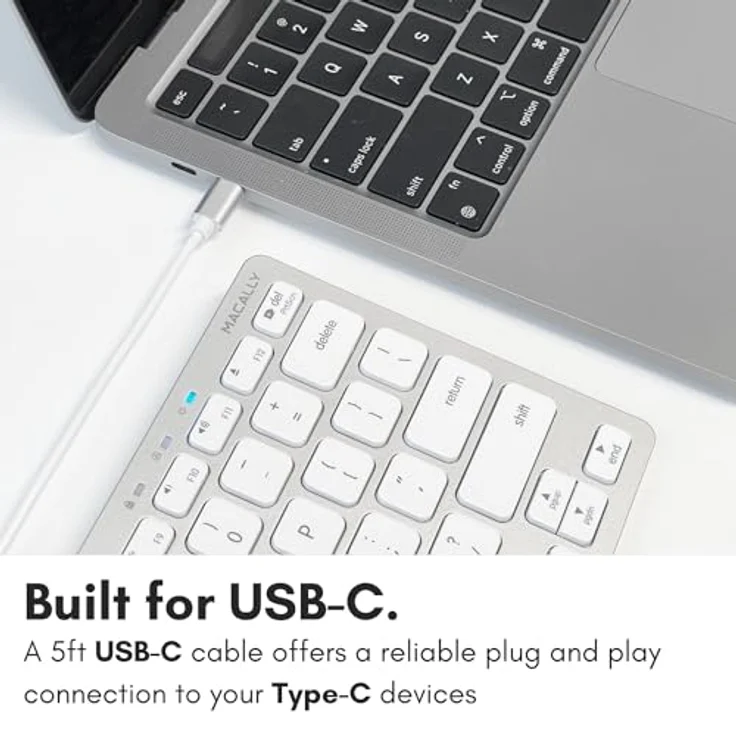 Macally UCSLIMKEYCA, kompakte USB-C-Tastatur für Mac mit 78 Tasten, US QWERTY Layout – Bild 4