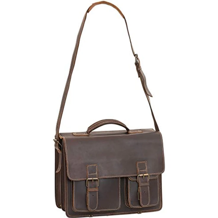 Greenburry Aktentasche Buffalo 1128 XXL, Klassische Laptop-Tasche mit vielen Fächern, braun – Bild 5