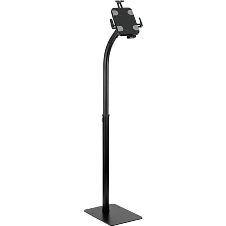my wall HT39L Universal Tabletständer mit Diebstahlschutz, Tablet Bodenständer, iPad Stand, Tablet Halterung, Infopoint für Messestand und Wartebereich, höhenverstellbar, belastbar bis 1kg