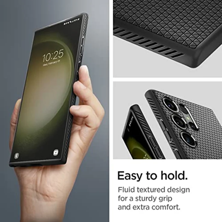 Spigen Liquid Air Hülle Kompatibel mit Samsung Galaxy S23 Ultra 5G -Schwarz Gemustertes TPU für Fingerabdruckvermeidung – Bild 4