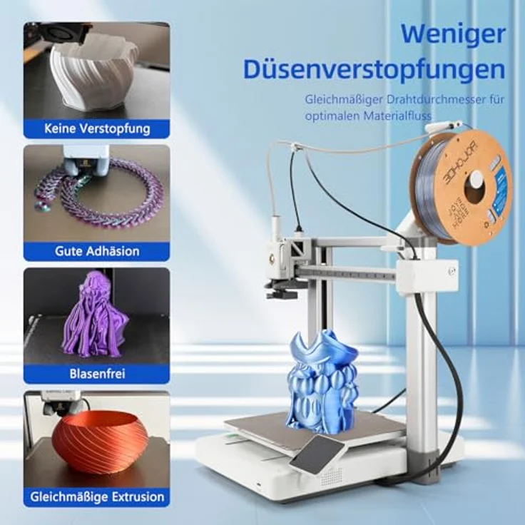 3DHoJor Silk PLA Filament 1.75mm 1KG, Blau-Silber, Zweifarbig, Seiden PLA, 100% vakuumversiegelt – Bild 4