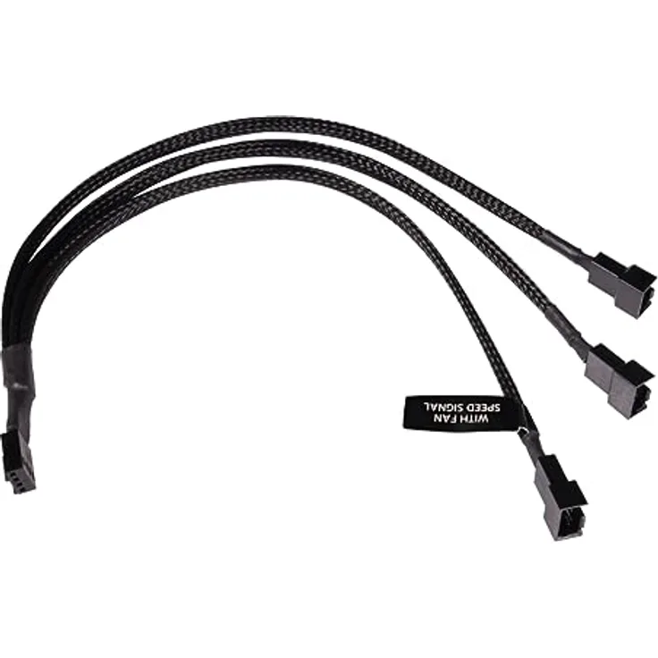 Alphacool 18680 Y-Splitter 4-Pin auf 3x 4-Pin PWM 30cm Kabel Modding gesleevt schwarz