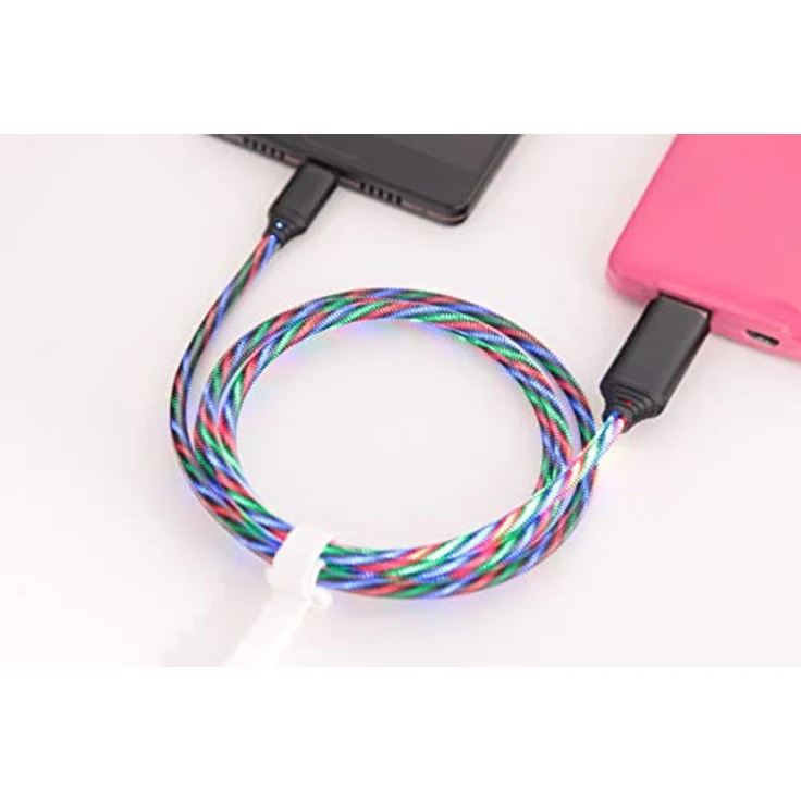 2GO Datenkabel & Ladekabel Tricolor, 100cm LED-beleuchtet, Aluminium Stecker, USB Typ-C für alle Geräte – Bild 3