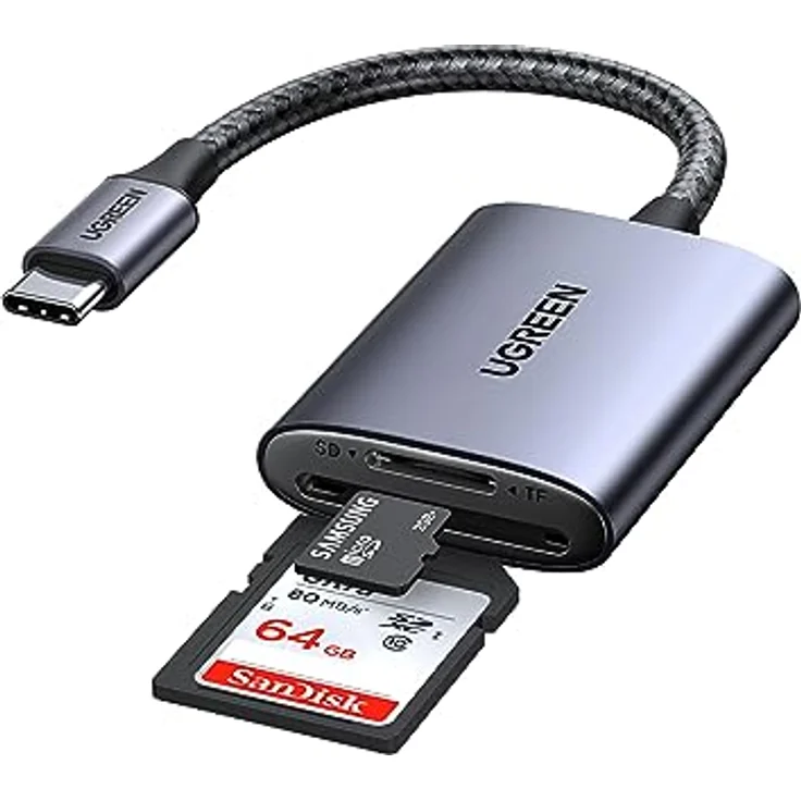 UGREEN USB C 104 MB/S Kartenleser SD Micro SD Card Reader - Ultraschnelle Übertragungsgeschwindigkeit - Kompatibel mit iPhone 15, Galaxy S23/S23 Ultra, iPad Pro, MacBook Pro - Flexibles Kabeldesign, Weiß – Bild 1