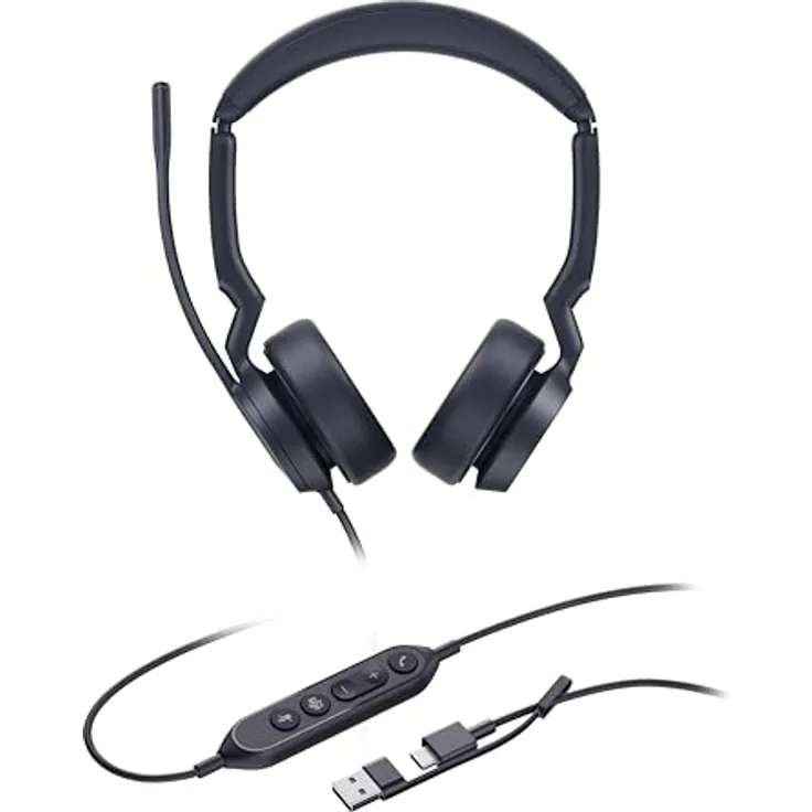 Yealink UH44, kabelgebundenes Dual USB-C/A Headset mit Acoustic Shield 3.0 und ergonomischem Design, zertifiziert für Microsoft Teams