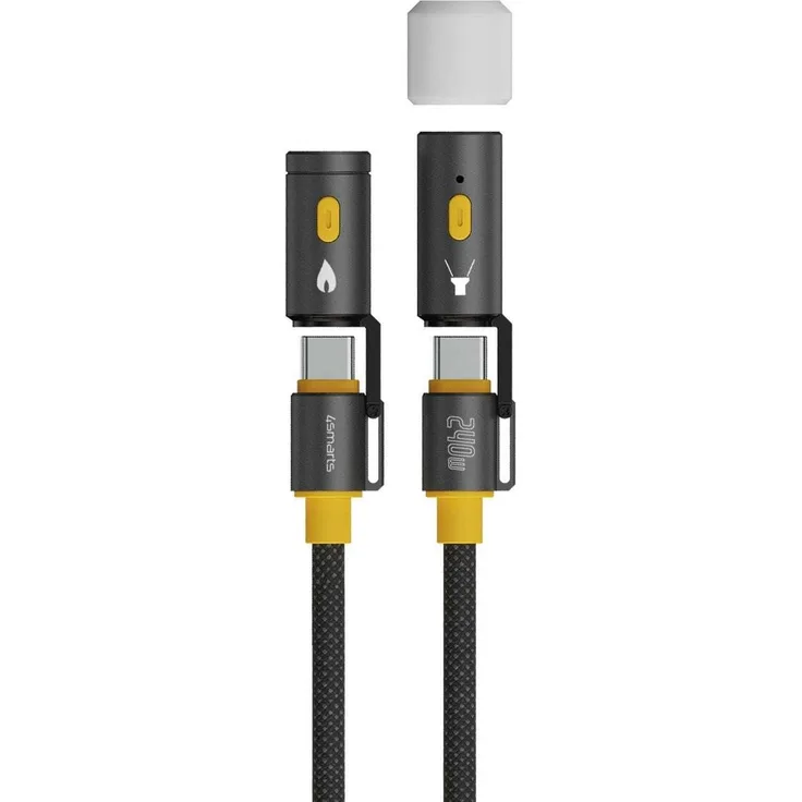 4smarts Explorer 3in1 USB-C Kabelset (1,50 m, USB 3.2 Gen 1, 240 W) mit Leselicht und Anzünder, robustes Nylon-Design