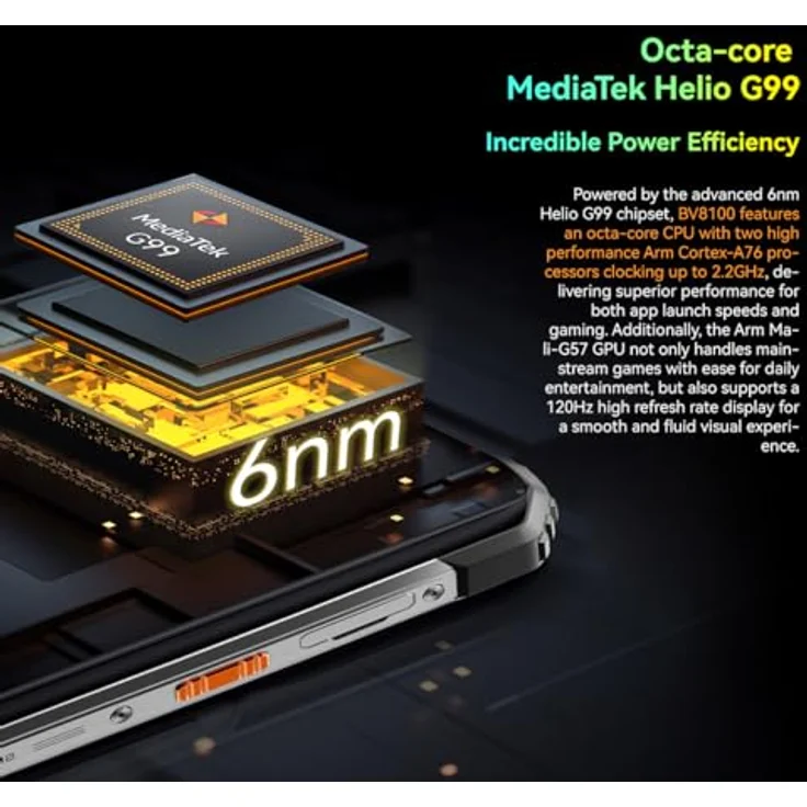Blackview BV8100 (24GB+256GB) Outdoor Handy ohne Vertrag 2024, MTK G99 Android 14 Smartphone, 6,5" FHD+, 50MP+32MP, 8800mAh 45W, Orange – Bild 2