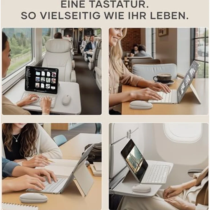 Satechi OntheGo, kabellose Tablet-Tastatur mit verstellbarem Ständer, beige-braun, unterstützt bis zu 3 Geräte, USB-C – Bild 8