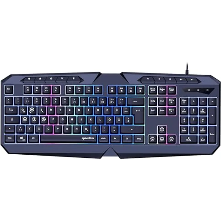 Speedlink LUDICIUM RGB Rainbow Gaming Keyboard - RGB Gaming Tastatur mit Kabel, deutsches Layout QWERTZ, Windows Key Lock, WASD-Switch, 10 Multimediatasten, kabelgebunden, schwarz