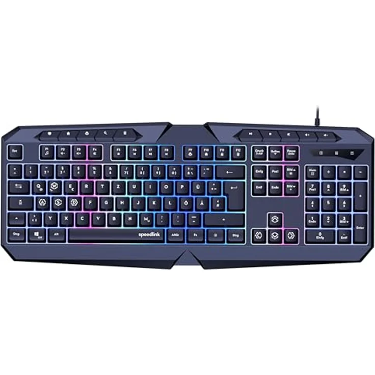 Speedlink LUDICIUM RGB Rainbow Gaming Keyboard - RGB Gaming Tastatur mit Kabel, deutsches Layout QWERTZ, Windows Key Lock, WASD-Switch, 10 Multimediatasten, kabelgebunden, schwarz – Bild 1