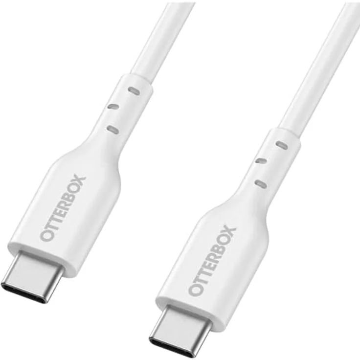 OtterBox Standard USB-C auf USB-C Schnelllade Kabel, Ultra-Robust und getestet auf Biegsamkeit, Ladekabel für Smartphone und Tablet, 2M, Weiß – Bild 1