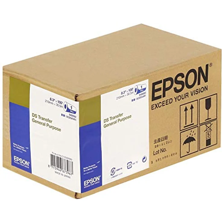 Epson C13S400082 Papierrolle, 30,5 m x 21 cm, schnelltrocknendes Vielzweckpapier für Farbsublimation – Bild 1