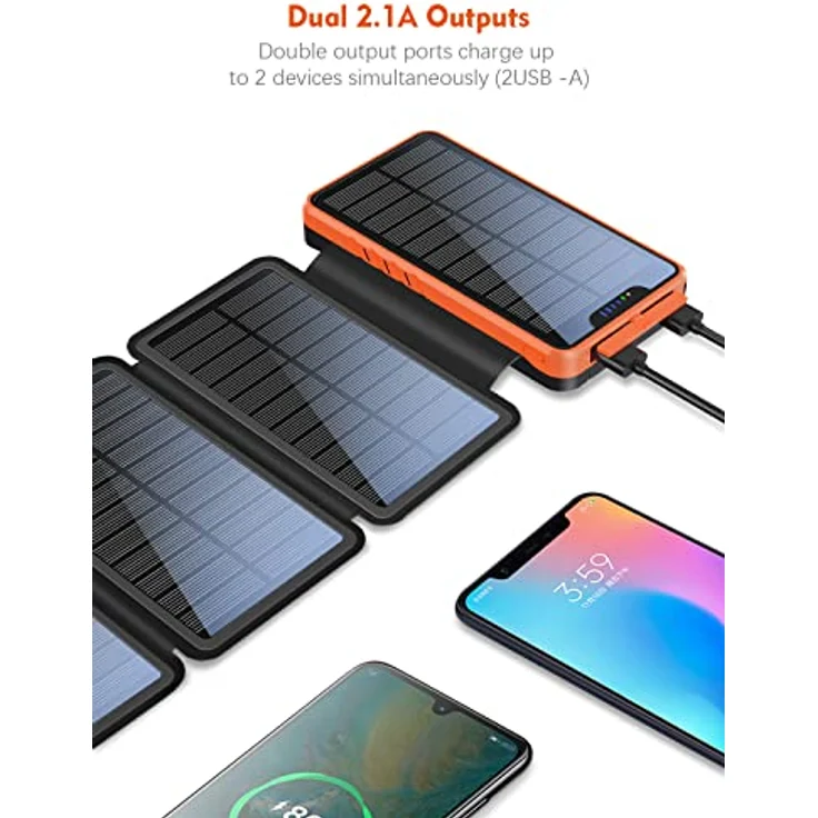 Elzle Solar PowerBank (26800 mAh, 99.16 Wh), Powerbank, Orange, Schwarz – Bild 5