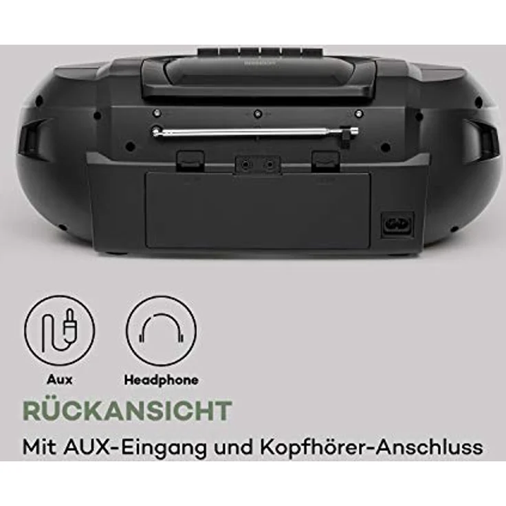 Roadie 2K Boombox CD-Player Kassettenradio DAB-DAB+ UKW Bluetooth schwarz – Bild 10