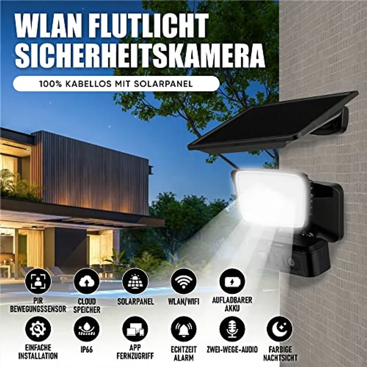 LUVISION LV-G-2034 Überwachungskamera (Außenbereich, Solar Flutlicht, WLAN, App-Steuerung) - Preisvergleich – Bild 2