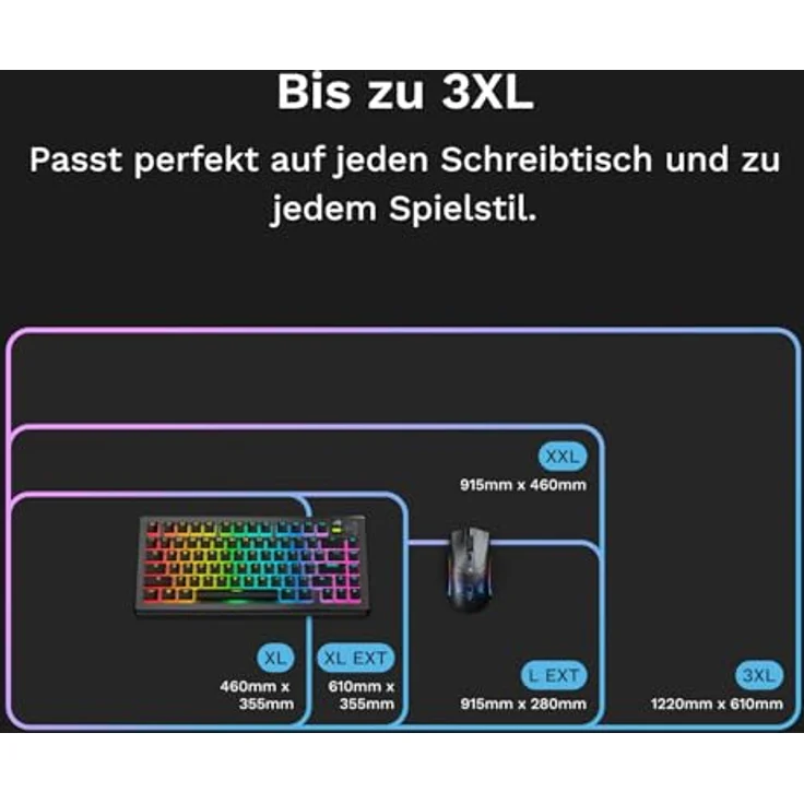 Glorious Mouse Pad 2 GLED XXL, RGB Gaming-Mauspad mit InfiniGlow Randbeleuchtung, Schwarz – Bild 7