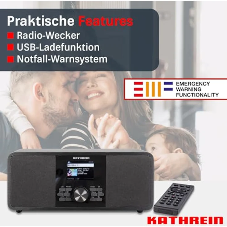 Kathrein DAB+ link S12 I DAB Plus Radio mit EWF I Digitalradio DAB+ & UKW, Internetradio I WLAN Radio mit Bluetooth für Streaming, Aux 3,5mm I Radio mit Fernbedienung & App-Steuerung in schwarz – Bild 3