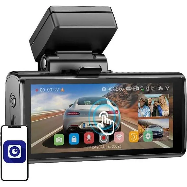 AZDome M580 Dashcam, 5K Videoauflösung, GPS-Empfänger, WLAN, Nachtsicht, Eingebautes Mikrofon, Schwarz, inklusive 64 GB Speicherkarte