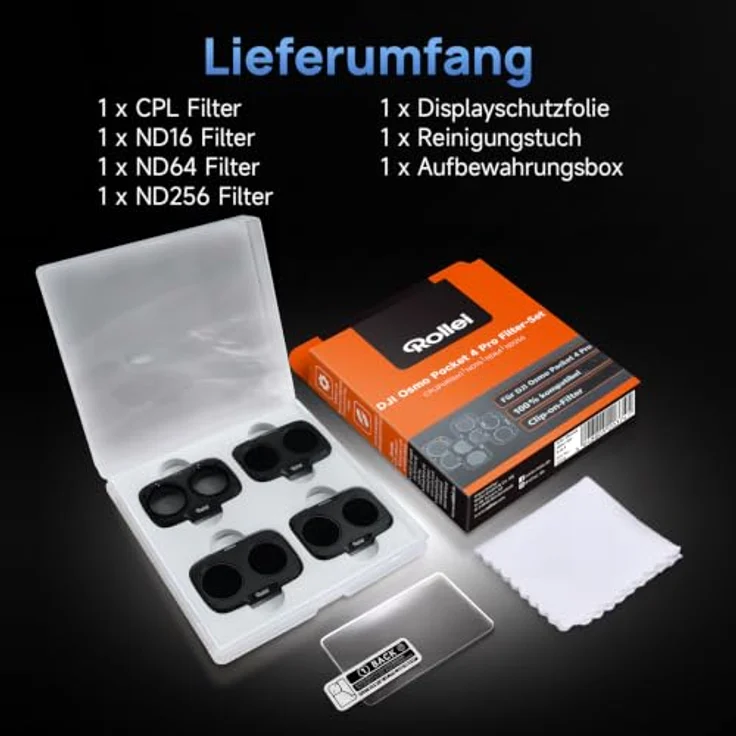 Rollei Filter-Set Pro-CPL, ND16, ND64, ND256 für DJI Osmo Pocket 4P, optimierte Passform, leicht, 3 ND-Filter für Belichtungskontrolle – Bild 6