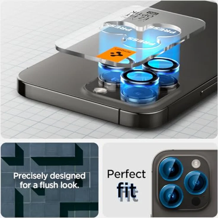 Spigen Glas.tR EZ Fit Optik Pro Kameraschutz für iPhone 15 Pro/Pro Max/14 Pro/Pro Max, 2 Stück, Schwarz, Individuelle Kameraprotektion, Anti-Kratzer – Bild 5