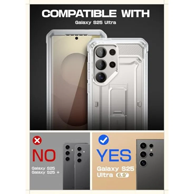 SupCase für Samsung Galaxy S25 Ultra Hülle Bumper Case mit 2 Vorderseite (Durchsichtig) - [UBPro] 360 Grad Schutz, 20 Fuß Falltest, Ständerfunktion, Gürtelclip – Bild 2