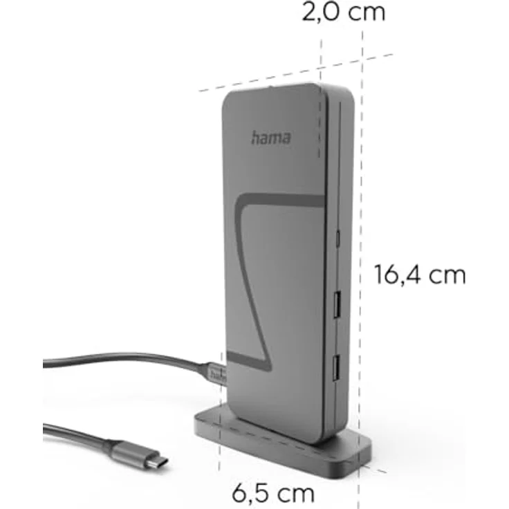 HAMA Connect2Office Speed 8 Ports Docking Station, Grau mit 10 Anschlüssen, 8K Unterstützung und USB-C Ladefunktion – Bild 5