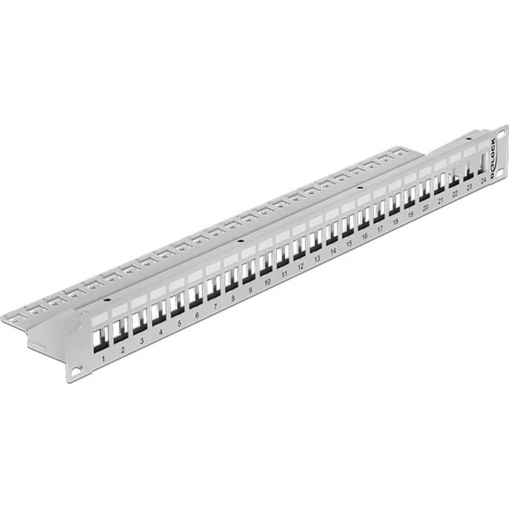 Delock 43302 Patch-Panel Grau, 19" für Snap-In Montage von 24 Keystone Modulen