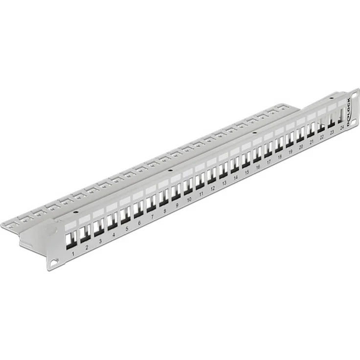 Delock 43302 Patch-Panel Grau, 19" für Snap-In Montage von 24 Keystone Modulen