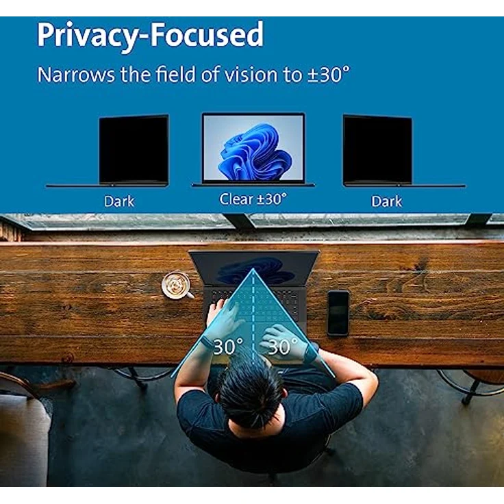 Kensington Magnetische Blickschutzfolie - MagPro 15,6 Zoll 16:10 Displayschutzfolie für mehr Privatsphäre, mit Blaulichtfilter, auch für ultradünne Laptops (K55255WW) – Bild 4