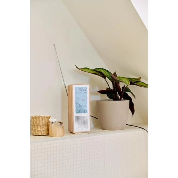 Thomson WS102TWH, Bluetooth 5.3 Lautsprecher mit Wetterstation, Weiß/Holz – Bild 5